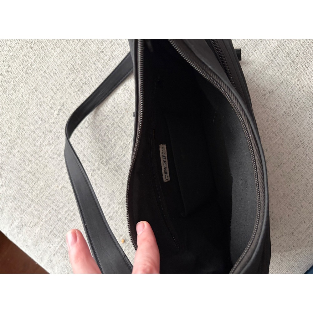 Cherokee Black Nylon Shoulder Bag Hobo Purse Front Zip‎ Pocket - Picture 7 of 8